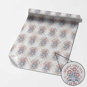 Resist Like its 1776 Wrapping Paper Roll Vintage Boho Floral Subtle 250th Anniversary