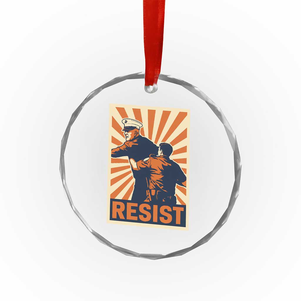 Resist Marine Veteran Political Protest Crystal Glass Ornament America First Anti War TS02 Print Your Wear