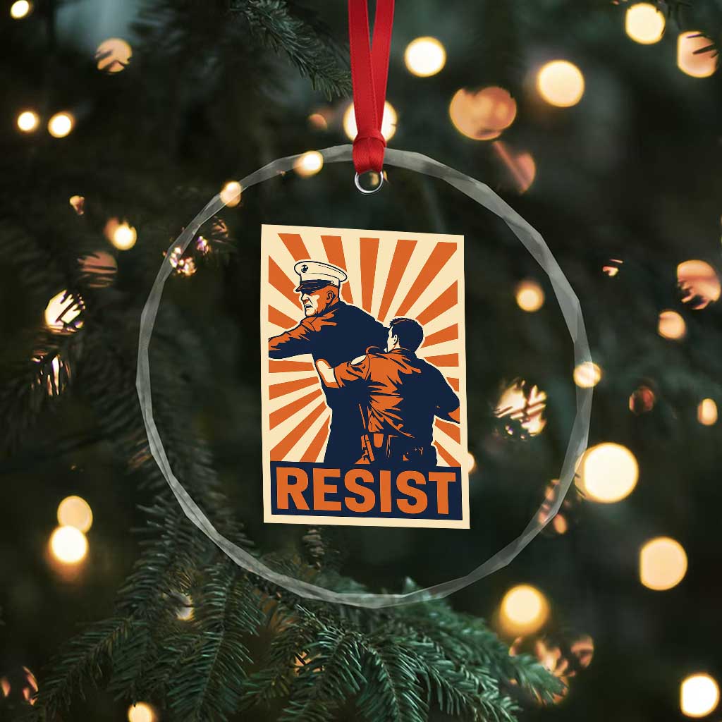 Resist Marine Veteran Political Protest Crystal Glass Ornament America First Anti War TS02 Print Your Wear