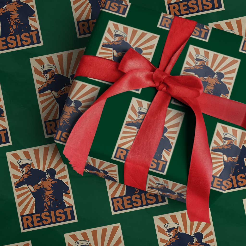 Resist Marine Veteran Political Protest Wrapping Paper Roll America First Anti War TS02 Green Print Your Wear