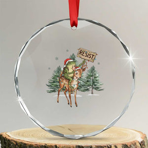 Resist Portland Frog Protest Christmas Crystal Glass Ornament Funny Holiday Meme Gift Idea TS12 Transparent Glass 3'' Circle Print Your Wear