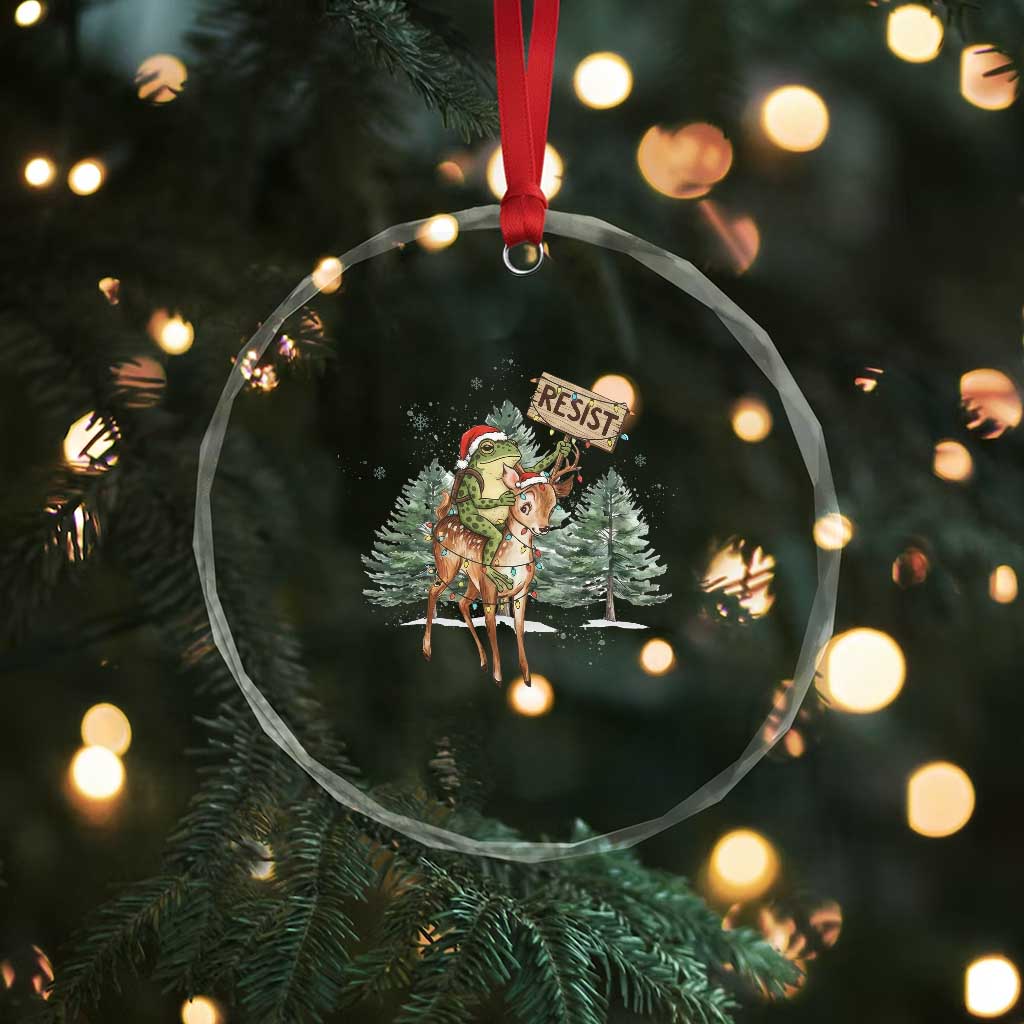 Resist Portland Frog Protest Christmas Crystal Glass Ornament Funny Holiday Meme Gift Idea TS12 Print Your Wear