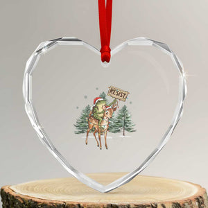 Resist Portland Frog Protest Christmas Heart Crystal Glass Ornament Funny Holiday Meme Gift Idea TS12 Transparent Glass 3'' Heart Print Your Wear