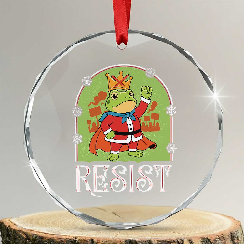 Resist Portland Frog Protest Crystal Glass Ornament Funny No Kings Christmas Gift TS12 Transparent Glass 3'' Circle Print Your Wear