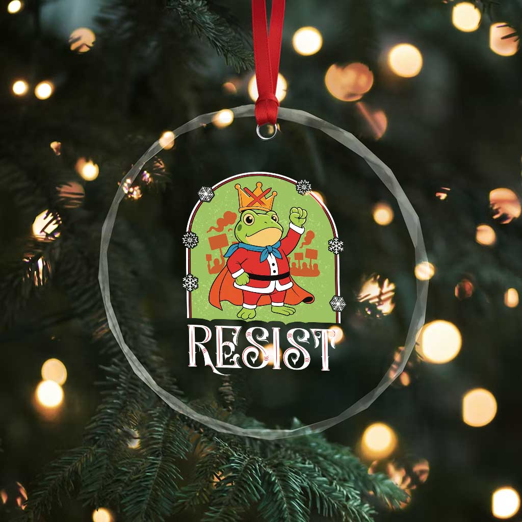 Resist Portland Frog Protest Crystal Glass Ornament Funny No Kings Christmas Gift TS12 Print Your Wear