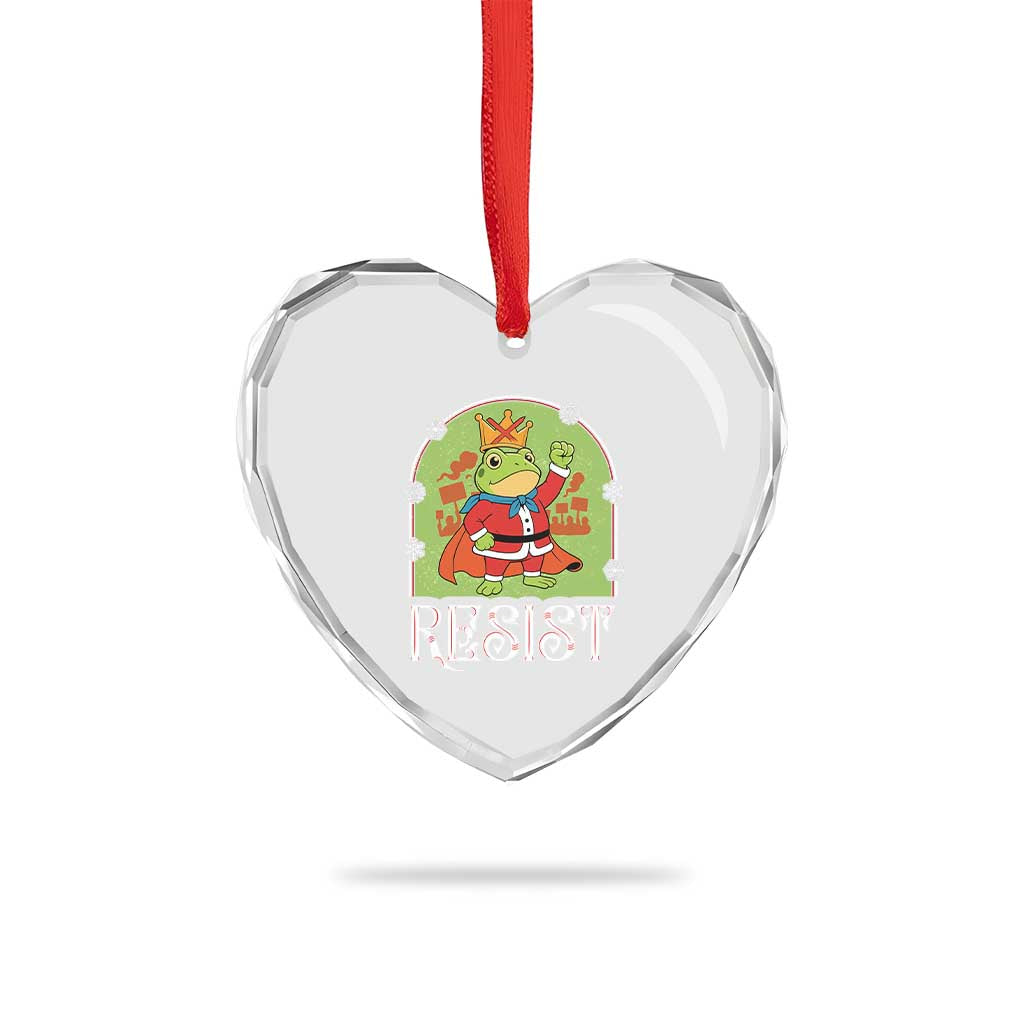 Resist Portland Frog Protest Heart Crystal Glass Ornament Funny No Kings Christmas Gift TS12 Print Your Wear