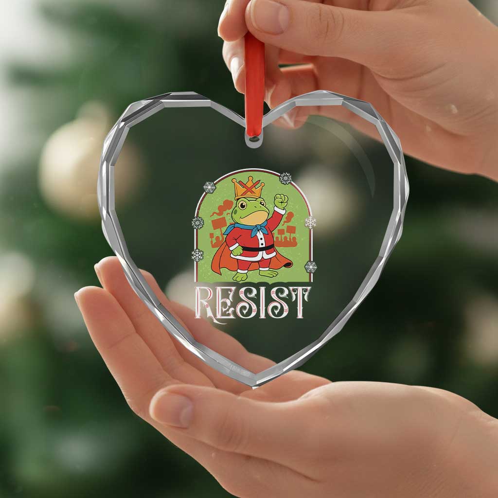 Resist Portland Frog Protest Heart Crystal Glass Ornament Funny No Kings Christmas Gift TS12 Print Your Wear