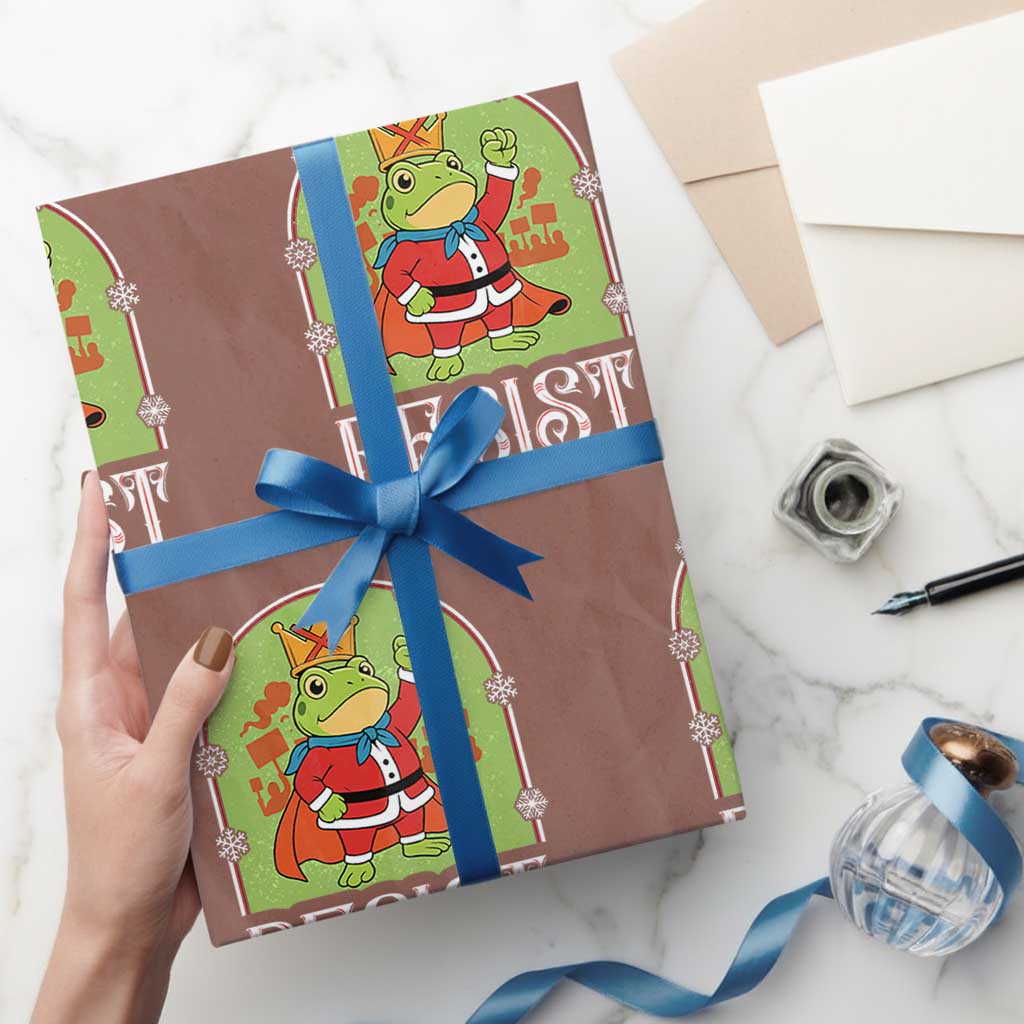 Resist Portland Frog Protest Wrapping Paper Roll Funny No Kings Xmas Gift TS12 Mocha Print Your Wear