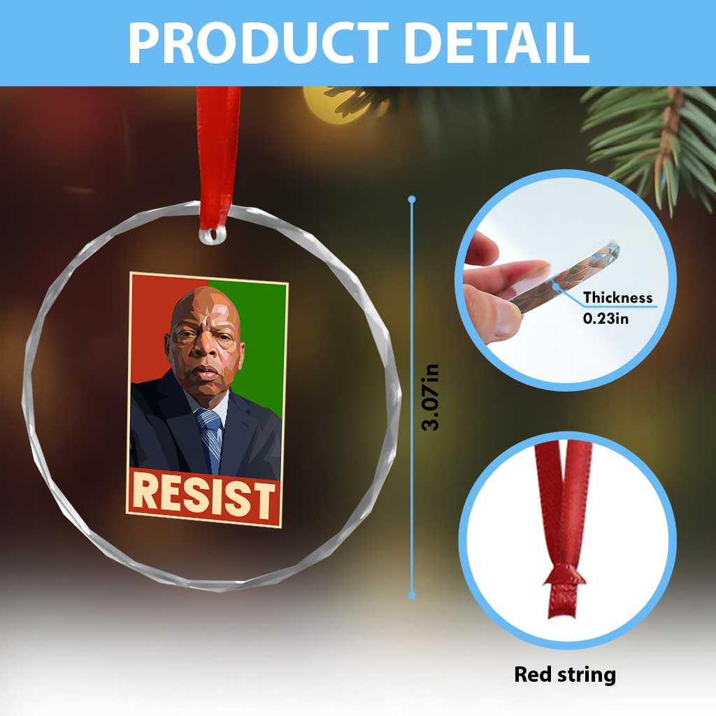 Resist Protest Civil Rights Crystal Glass Ornament John Lewis Black History TS14 Print Your Wear