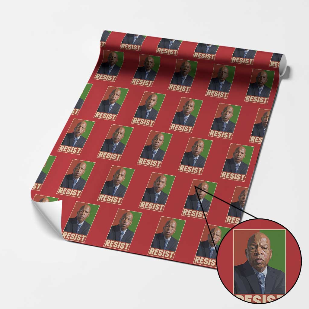 Resist Protest Civil Rights Wrapping Paper Roll John Lewis Black History TS14 Red Print Your Wear