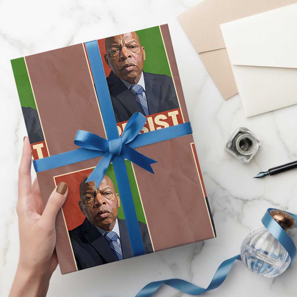 Resist Protest Civil Rights Wrapping Paper Roll John Lewis Black History TS14 Mocha Print Your Wear