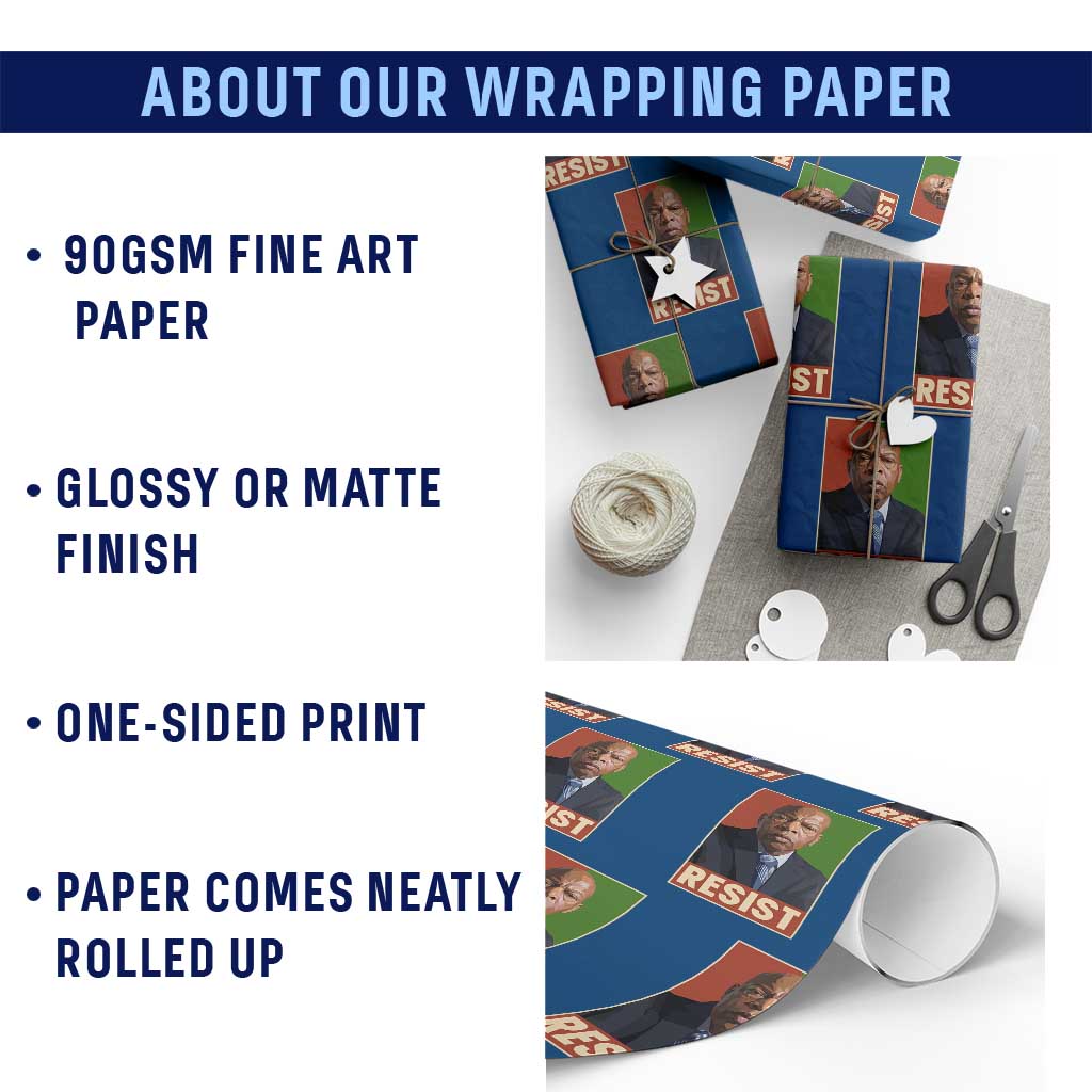 Resist Protest Civil Rights Wrapping Paper Roll John Lewis Black History TS14 Print Your Wear