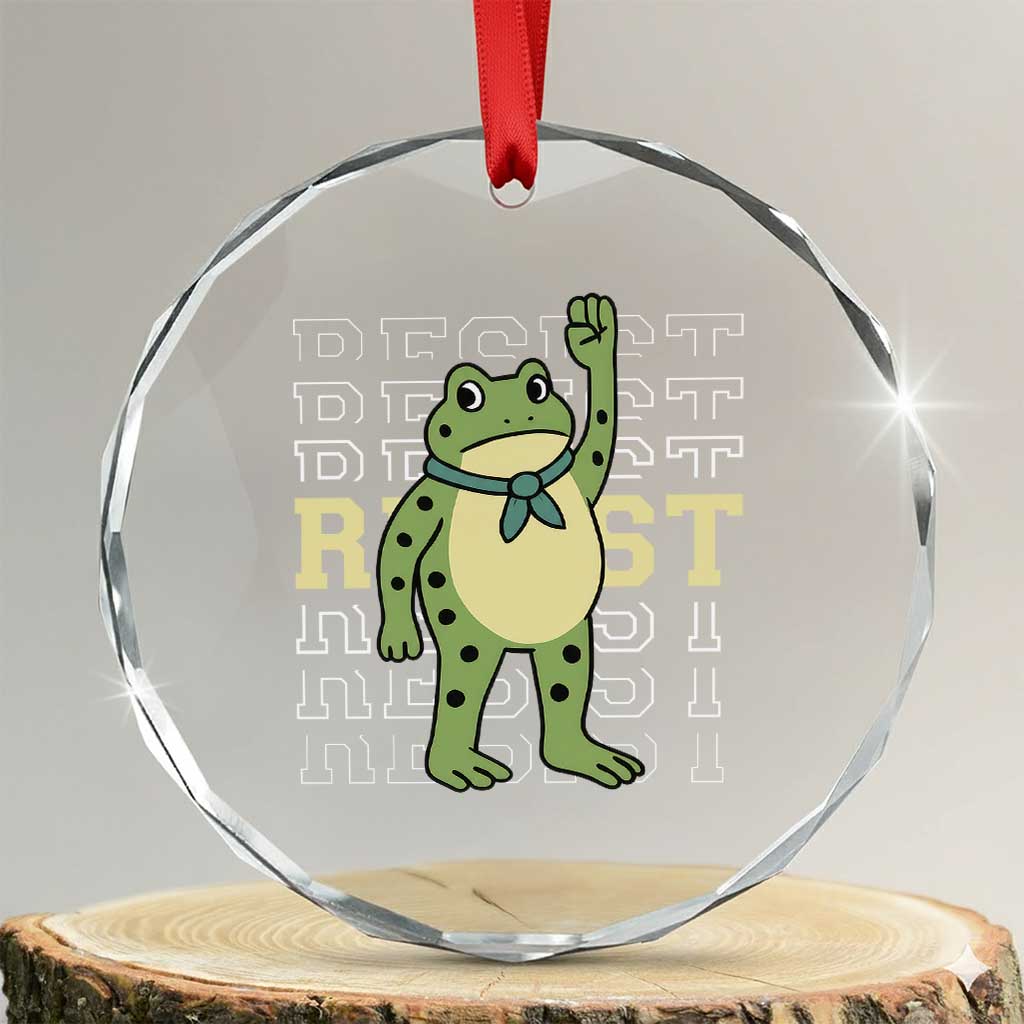 Resist Raised Fist Frog Crystal Glass Ornament Portland Protest Freedom Fighter TS02 Transparent Glass 3'' Circle Print Your Wear