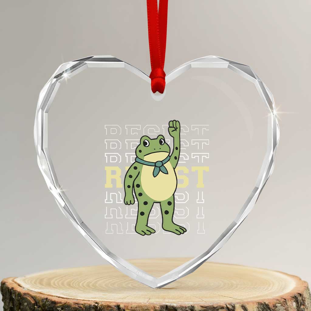 Resist Raised Fist Frog Heart Crystal Glass Ornament Portland Protest Freedom Fighter TS02 Transparent Glass 3'' Heart Print Your Wear