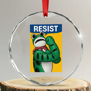 Resist Rosie Frog Crystal Glass Ornament Protest Parody Feminist Retro Poster TS02 Transparent Glass 3'' Circle Print Your Wear