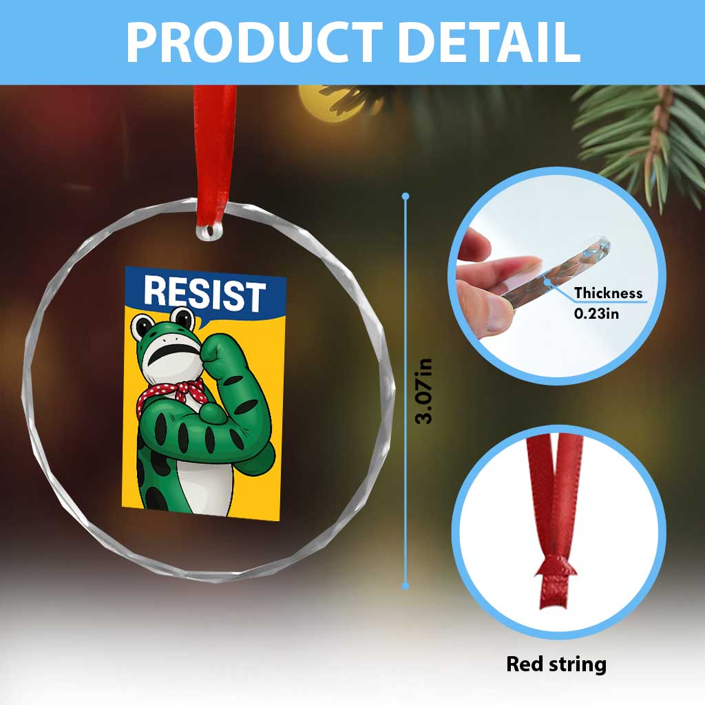 Resist Rosie Frog Crystal Glass Ornament Protest Parody Feminist Retro Poster TS02 Print Your Wear
