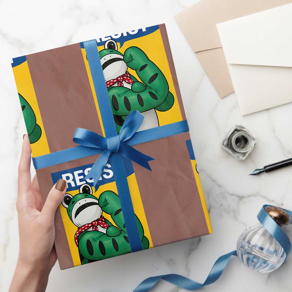 Resist Rosie Frog Wrapping Paper Roll Protest Parody Feminist Retro Poster TS02 Mocha Print Your Wear