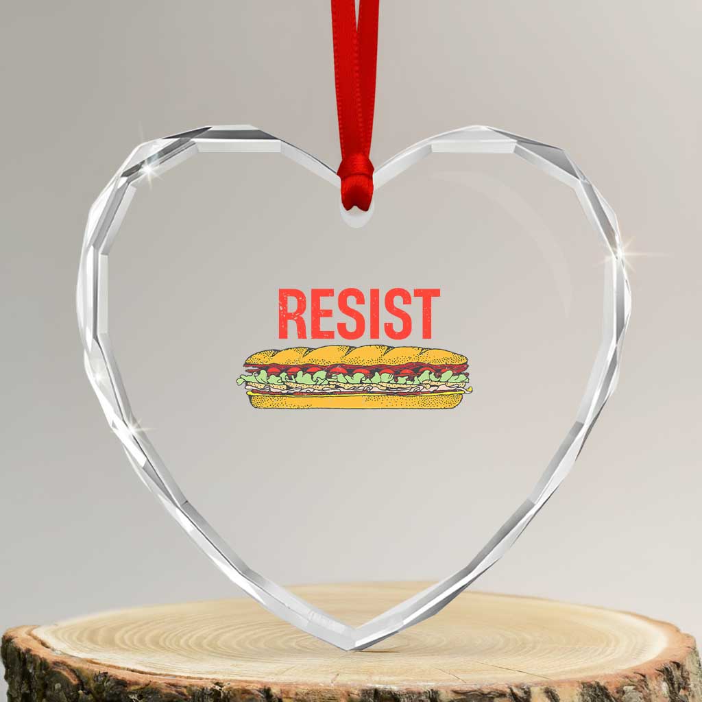 Resist Sandwich Heart Crystal Glass Ornament Sarcastic Food Revolution Political Satire TS02 Transparent Glass 3'' Heart Print Your Wear