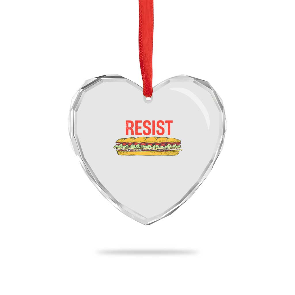 Resist Sandwich Heart Crystal Glass Ornament Sarcastic Food Revolution Political Satire TS02 Print Your Wear