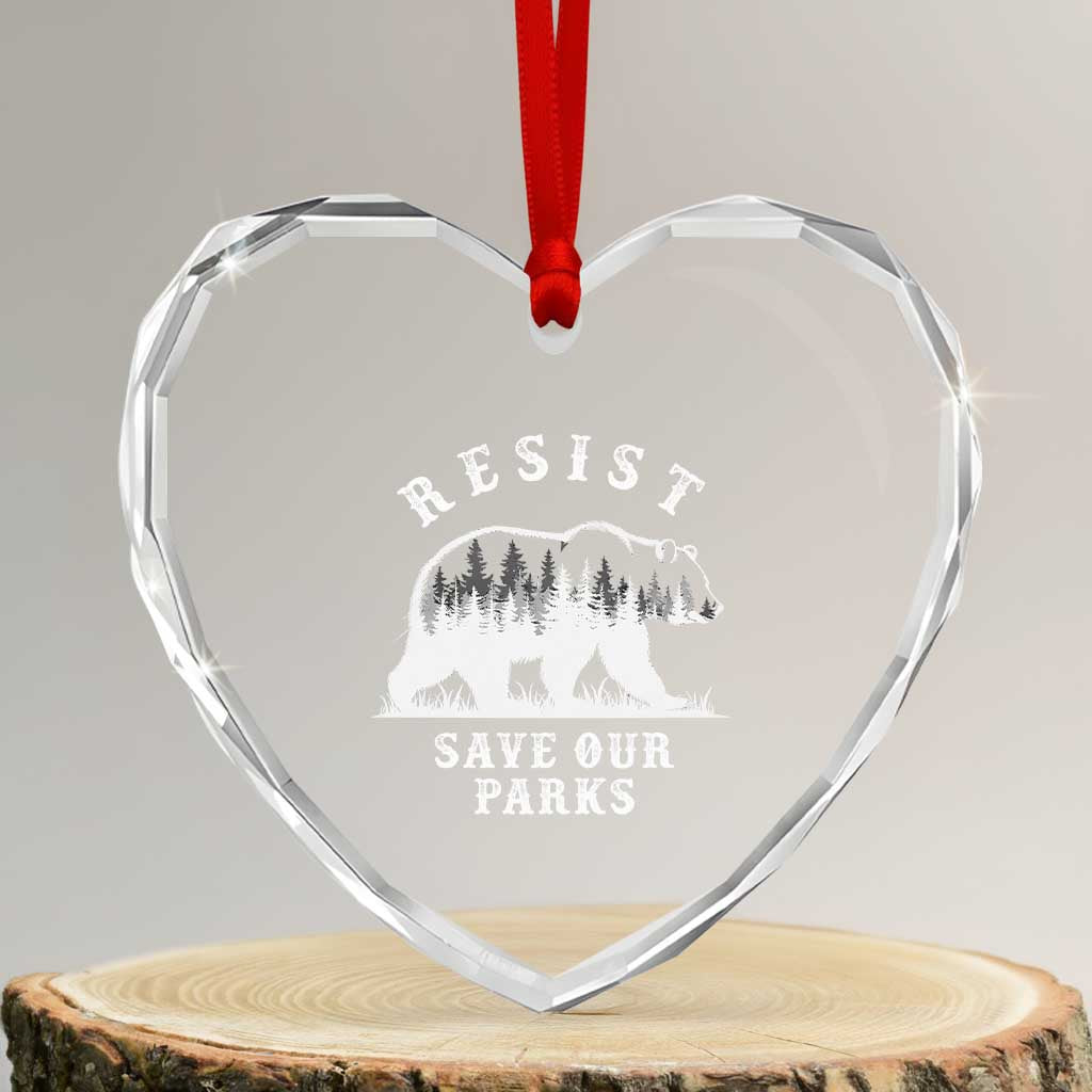 Resist Save Our Parks Heart Crystal Glass Ornament Bear US National Parks Wildlife Nature TS02 Transparent Glass 3'' Heart Print Your Wear