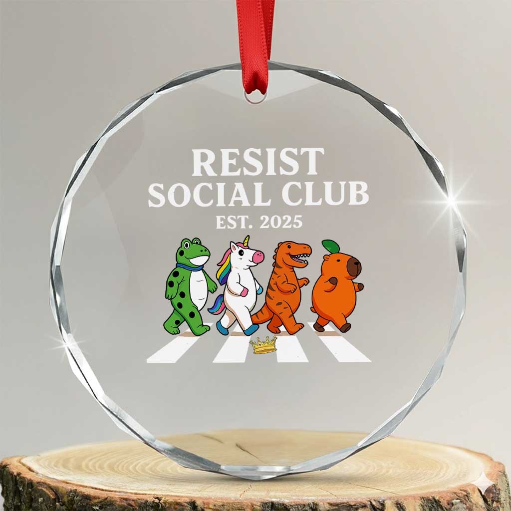 Resist Social Club 2025 Crystal Glass Ornament Portland Frog Animals Mascot Walking TS11 Transparent Glass 3'' Circle Print Your Wear