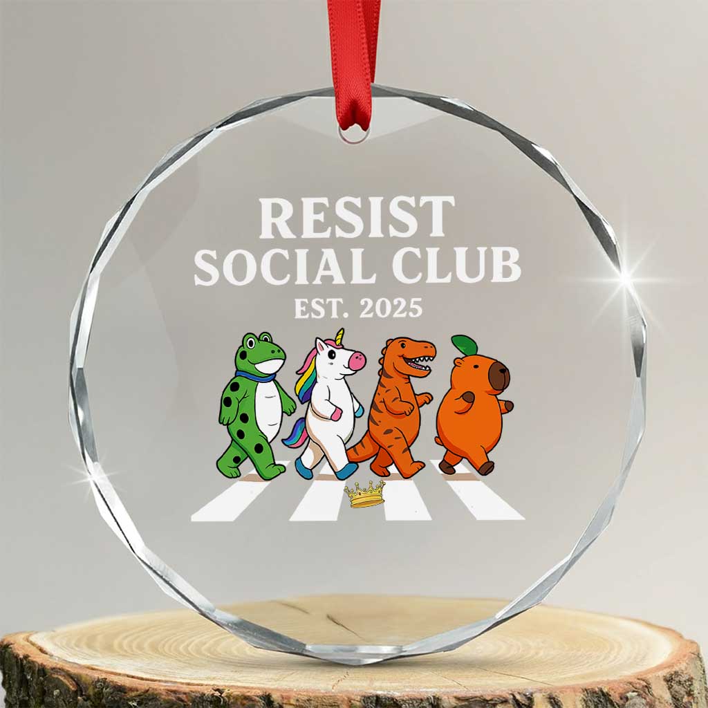 Resist Social Club 2025 Crystal Glass Ornament Portland Frog Animals Mascot Walking TS11 Transparent Glass 3'' Circle Print Your Wear