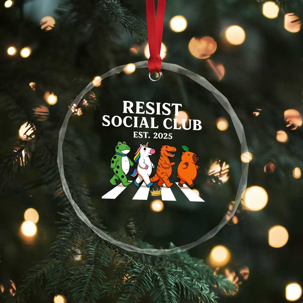 Resist Social Club 2025 Crystal Glass Ornament Portland Frog Animals Mascot Walking TS11 Print Your Wear