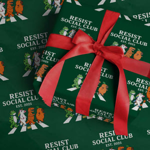 Resist Social Club 2025 Wrapping Paper Roll Portland Frog Animals Mascot Walking TS11 Green Print Your Wear