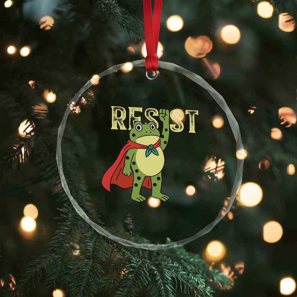 Resist Super Frog Crystal Glass Ornament Free Portland Political Satire Retro Graphic TS02 Print Your Wear