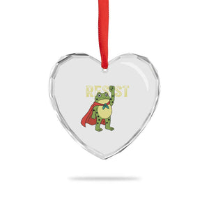 Resist Super Frog Heart Crystal Glass Ornament Free Portland Political Satire Retro Graphic TS02 Print Your Wear