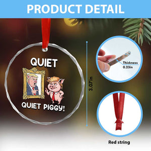Resistance Movement Quiet Quiet Piggy Crystal Glass Ornament Funny Pig Political - Print Your Wear