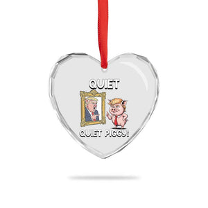 Resistance Movement Quiet Quiet Piggy Heart Crystal Glass Ornament Funny Pig Political - Print Your Wear