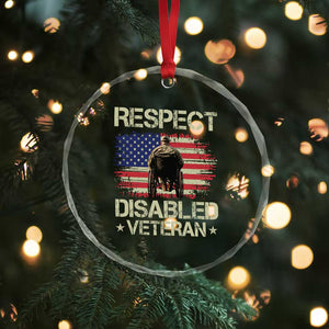 Respect Disabled Veteran Crystal Glass Ornament Military Soldier Vintage American Flag TS11 Print Your Wear