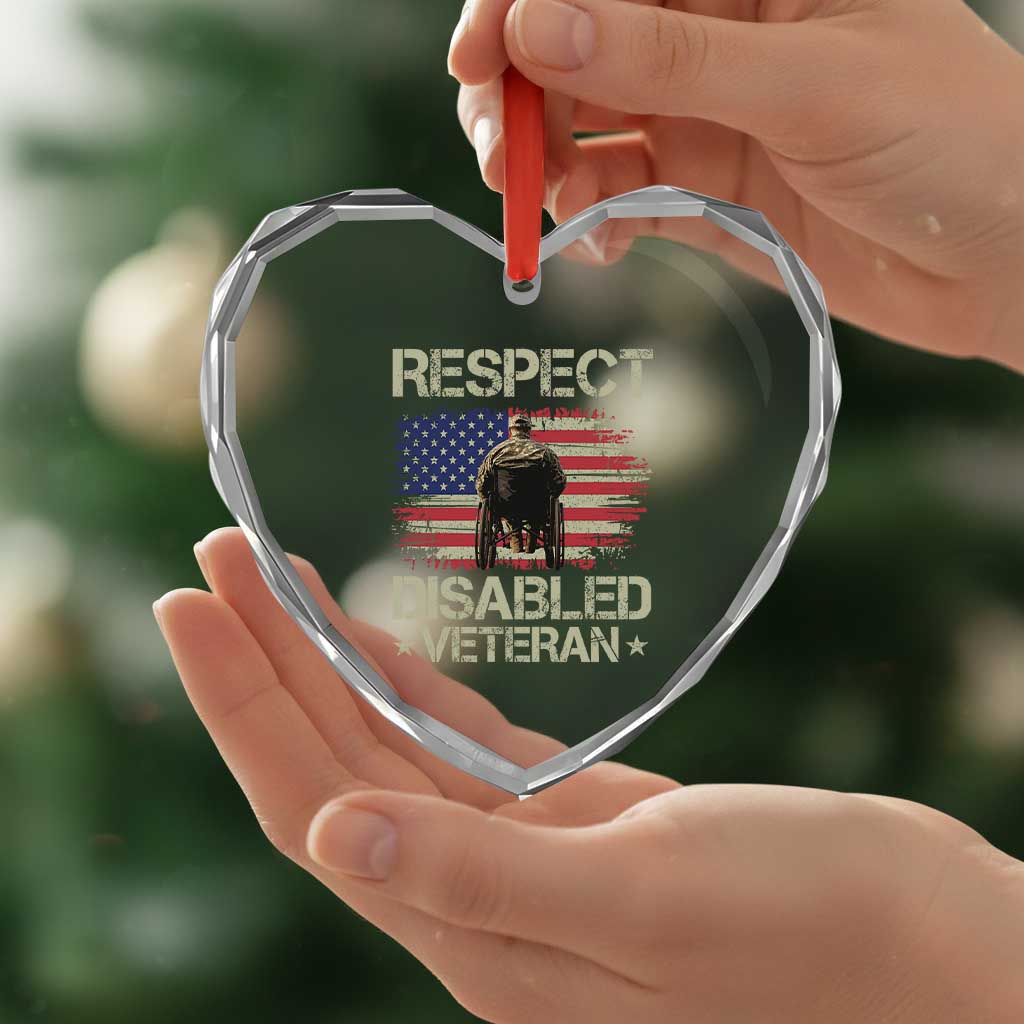 Respect Disabled Veteran Heart Crystal Glass Ornament Military Soldier Vintage American Flag TS11 Print Your Wear