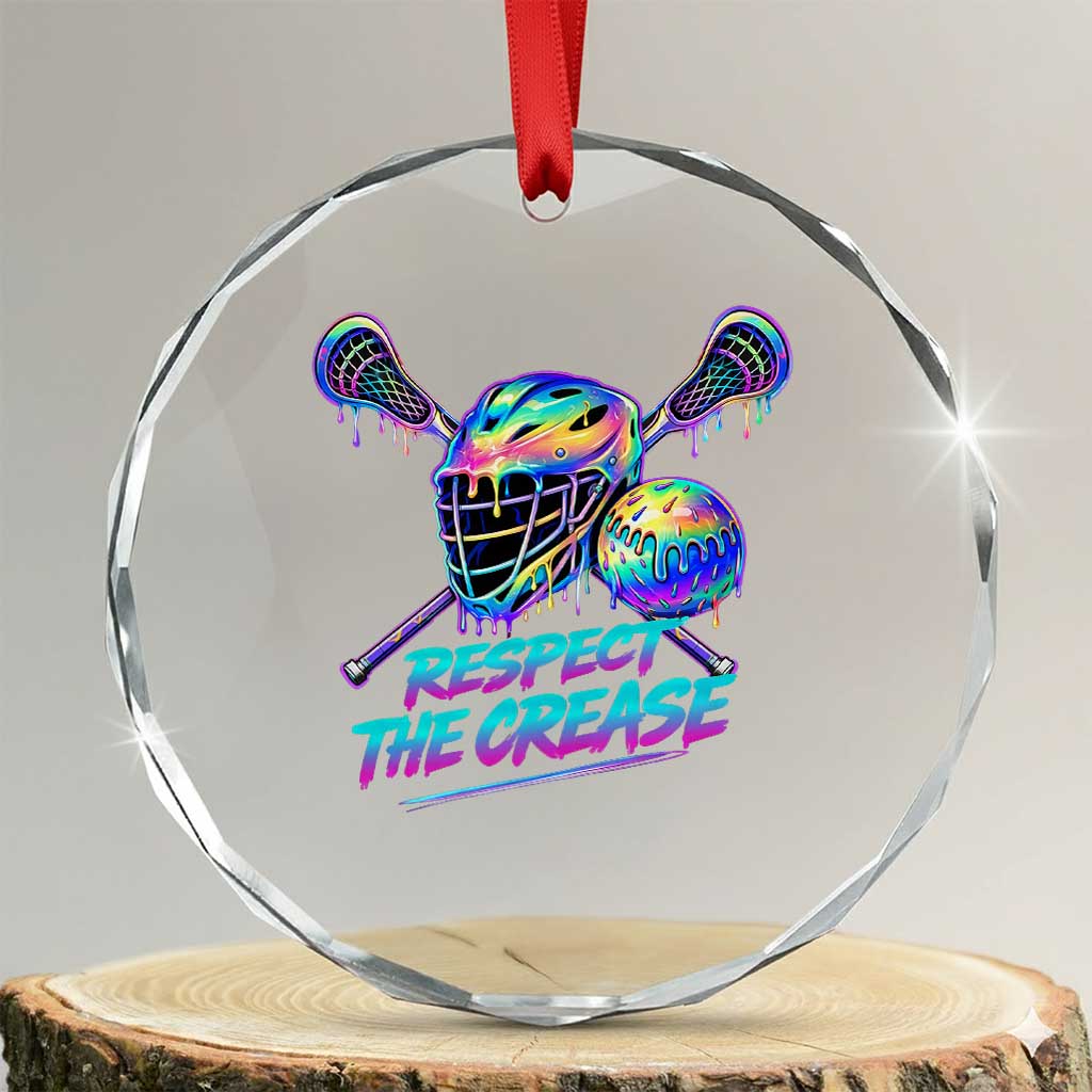 Respect The Crease Lacrosse Drip Crystal Glass Ornament Funny Lax Goalie TS11 Transparent Glass 3'' Circle Print Your Wear