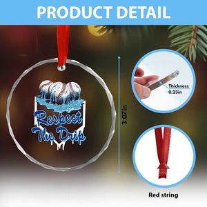 Respect The Drip Baseball Crystal Glass Ornament Driping Ice Cream Sport Lover TS02 Print Your Wear