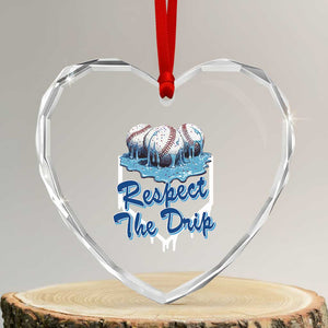 Respect The Drip Baseball Heart Crystal Glass Ornament Driping Ice Cream Sport Lover TS02 Transparent Glass 3'' Heart Print Your Wear