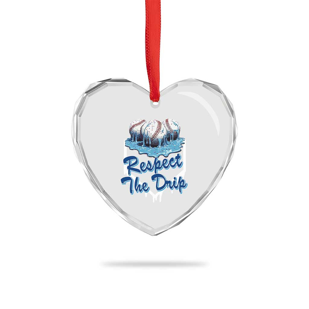 Respect The Drip Baseball Heart Crystal Glass Ornament Driping Ice Cream Sport Lover TS02 Print Your Wear