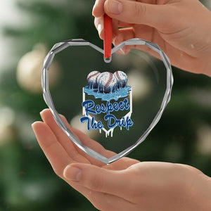 Respect The Drip Baseball Heart Crystal Glass Ornament Driping Ice Cream Sport Lover TS02 Print Your Wear