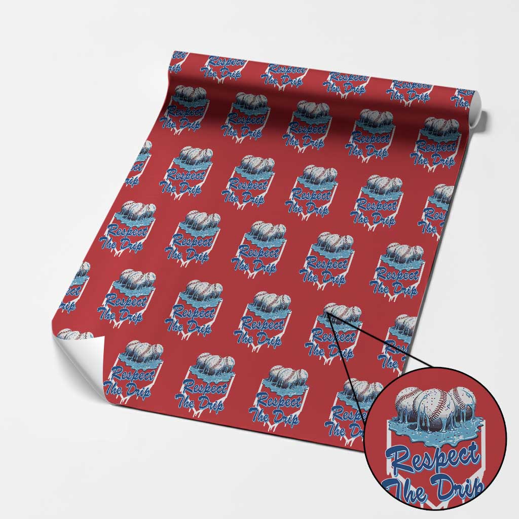 Respect The Drip Baseball Wrapping Paper Roll Driping Ice Cream Sport Lover TS02 Red Print Your Wear