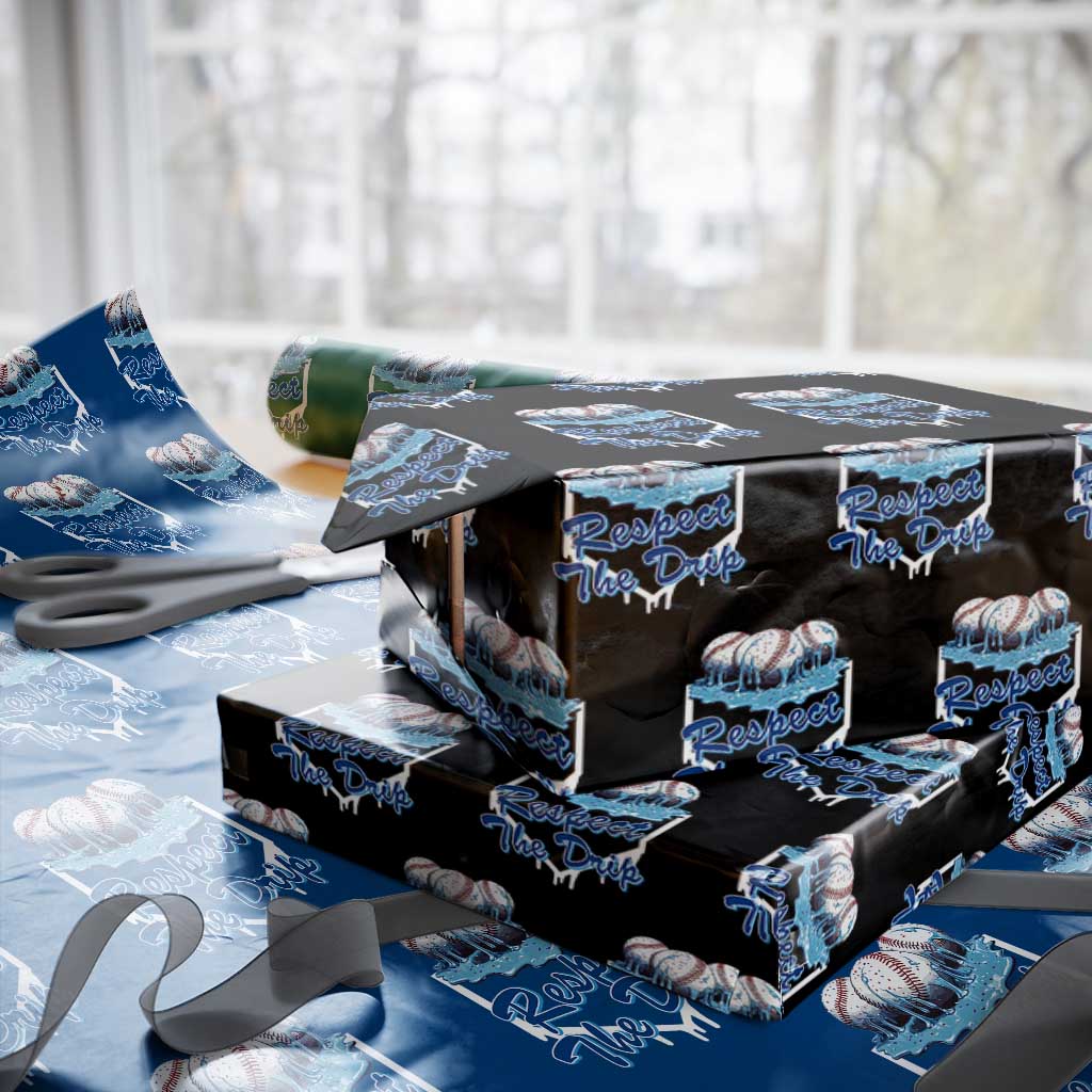 Respect The Drip Baseball Wrapping Paper Roll Driping Ice Cream Sport Lover TS02 Black Print Your Wear