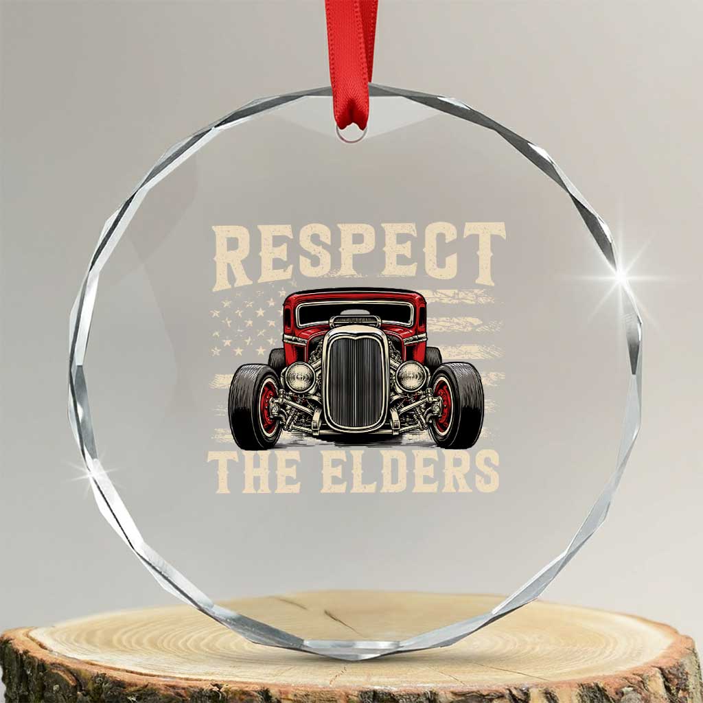 Respect The Elders Crystal Glass Ornament 1932 American Classic Hotrod TS14 Transparent Glass 3'' Circle Print Your Wear