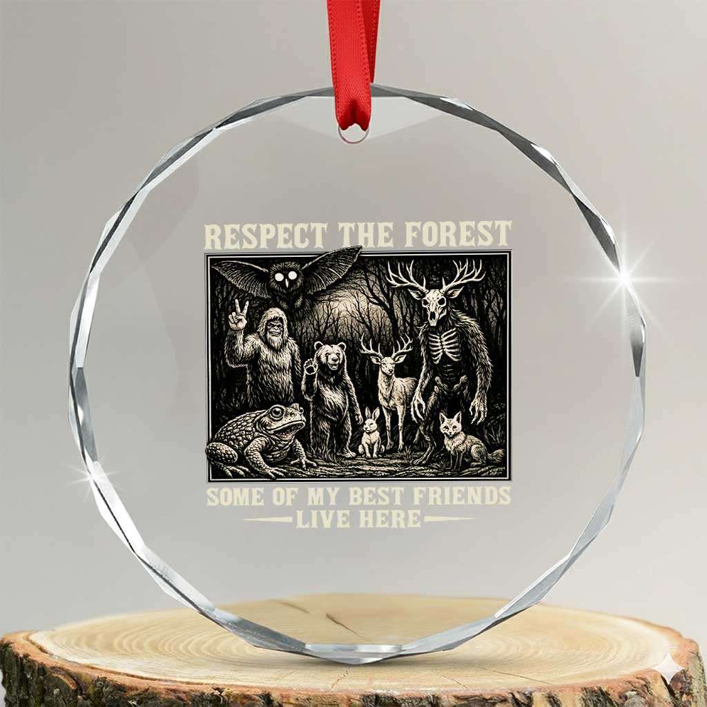 Respect The Forest My Best Friends Live Here Crystal Glass Ornament Cryptid Forest Lover TS12 Transparent Glass 3'' Circle Print Your Wear