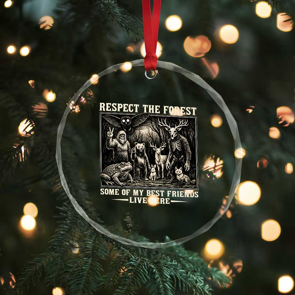 Respect The Forest My Best Friends Live Here Crystal Glass Ornament Cryptid Forest Lover TS12 Print Your Wear