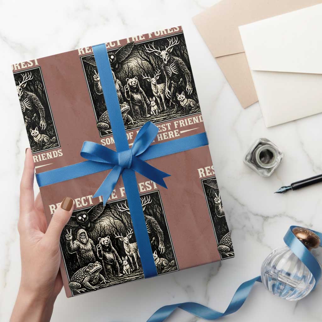 Respect The Forest My Best Friends Live Here Wrapping Paper Roll Cryptid Forest Lover TS12 Mocha Print Your Wear