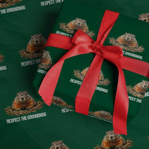 Respect The Groundhog Wrapping Paper Roll Funny Woodchuck TS10 Green Print Your Wear