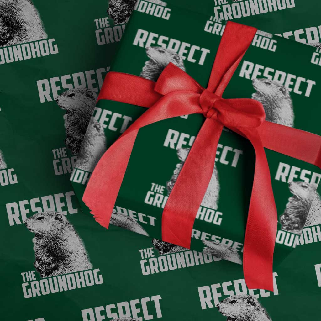 Respect The Groundhog Wrapping Paper Roll Funny Woodchuck Shadow Meteorlogy TS02 Green Print Your Wear