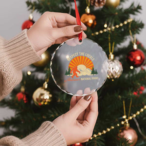 Respect The Locals Crystal Glass Ornament America's National Parks Vintage Bigfoot - Print Your Wear