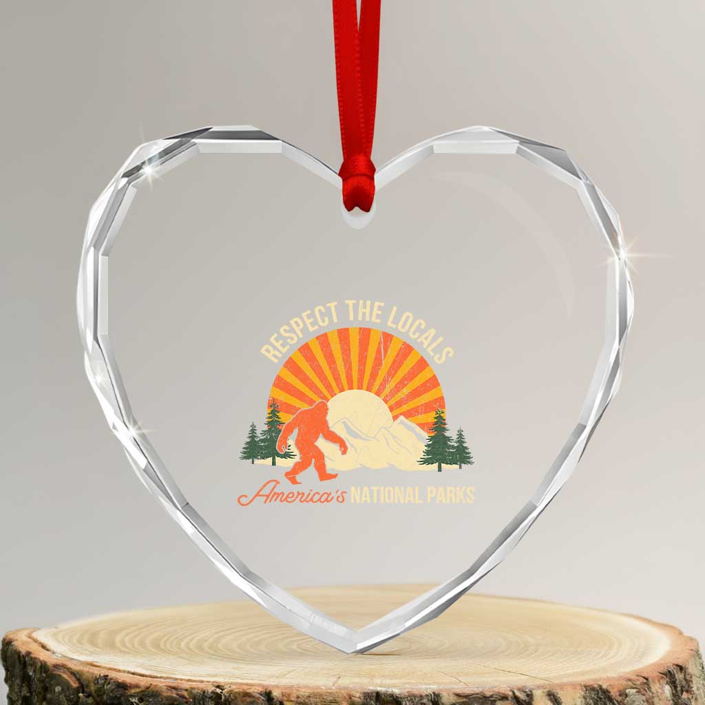 Respect The Locals Heart Crystal Glass Ornament America's National Parks Vintage Bigfoot TS02 Transparent Glass 3'' Heart Print Your Wear