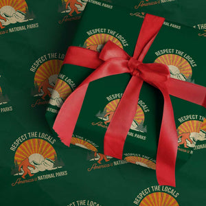 Respect The Locals Wrapping Paper Roll America's National Parks Vintage Bigfoot TS02 Green Print Your Wear